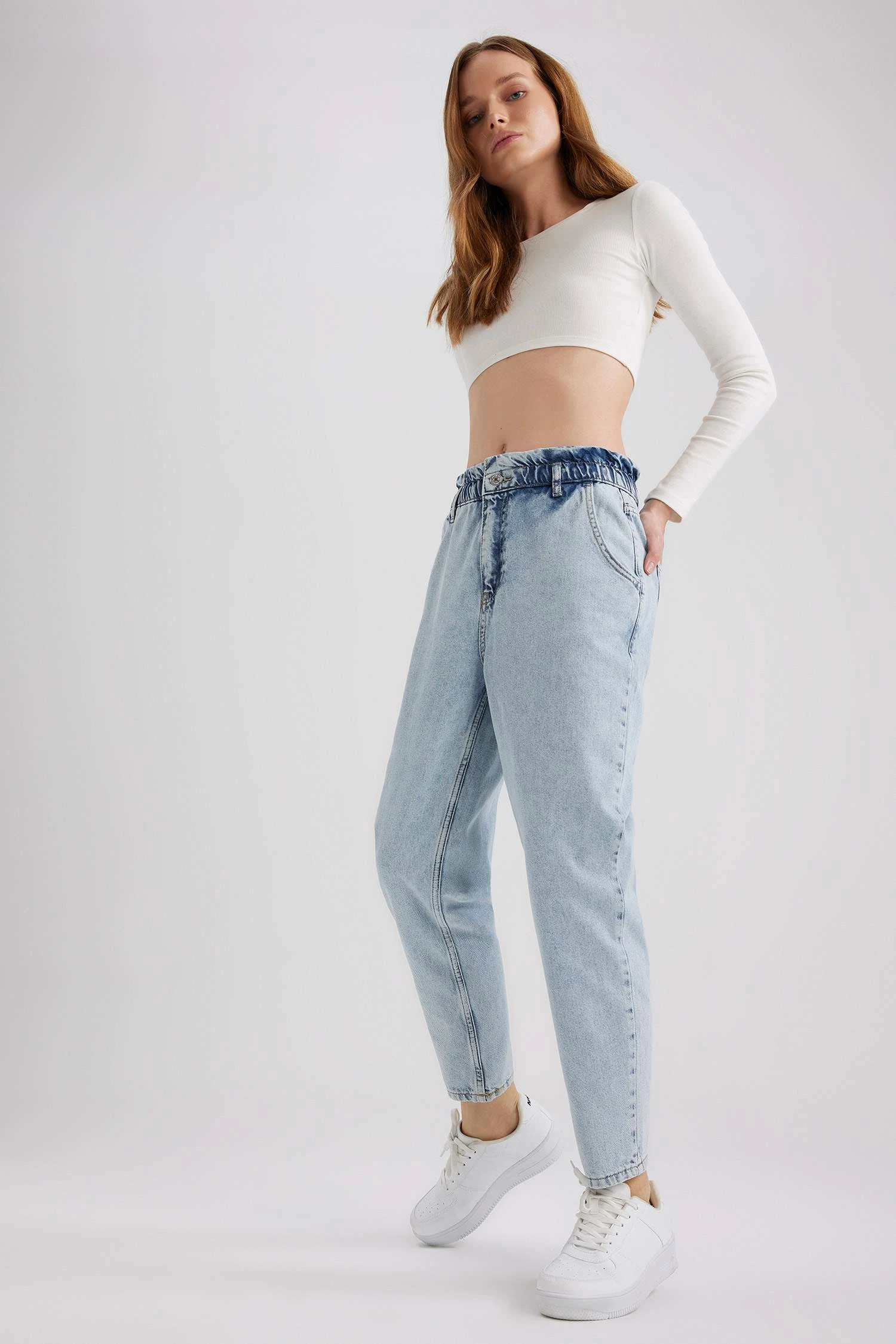 DeFacto Paperbag Jean Crop Fit %100 Pamuk Pantolon 4 DeFacto Paperbag Jean Crop Fit %100 Pamuk Pantolon – Bild 2