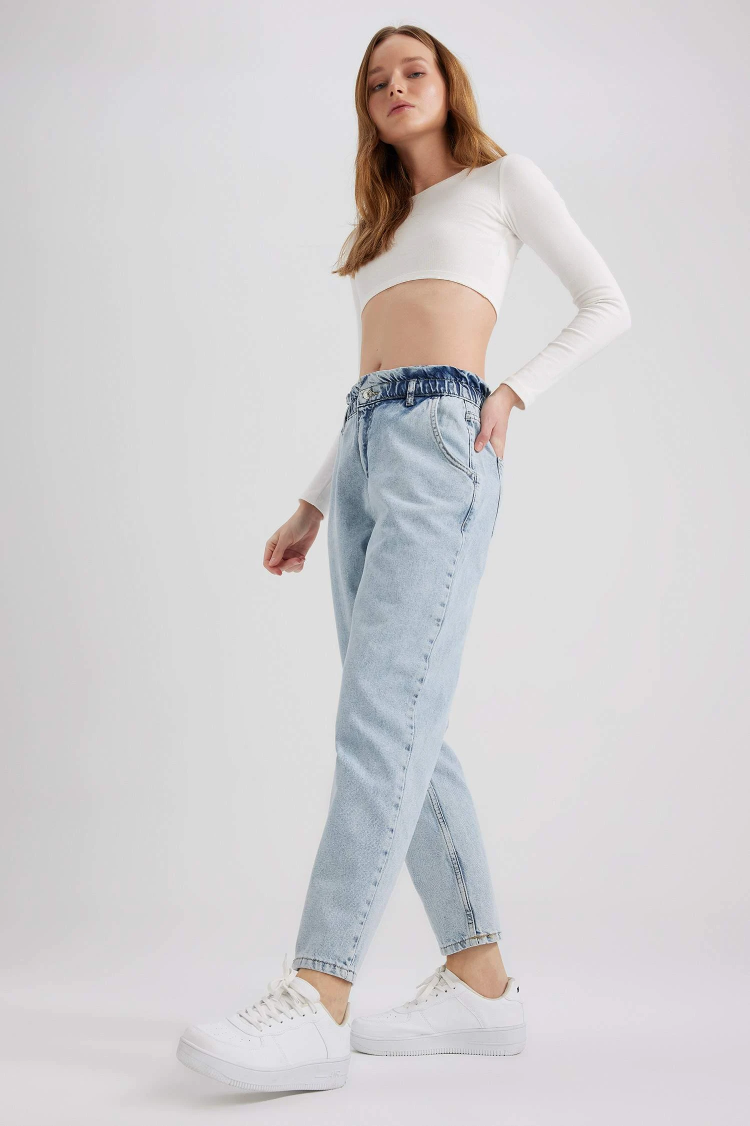 DeFacto Paperbag Jean Crop Fit %100 Pamuk Pantolon 5 DeFacto Paperbag Jean Crop Fit %100 Pamuk Pantolon – Bild 3
