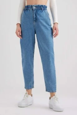 DeFacto Paperbag Kısa Paça Jean Crop Fit %100 Pamuk Pantolon