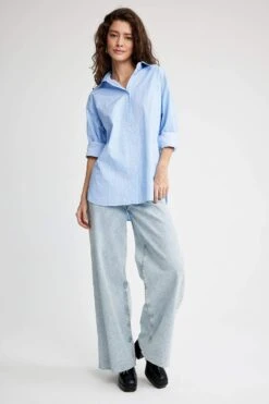 DeFacto Oversize Fit Basic Uzun Kollu Poplin %100 Pamuk Gömlek 17 DeFacto Oversize Fit Basic Uzun Kollu Poplin %100 Pamuk Gömlek -Tunik Style A1941AX 23SP BE550 06 02