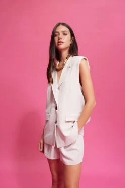 DeFacto Regular Fit Keten Karışımlı Blazer Yelek