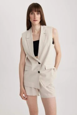 DeFacto Regular Fit Keten Karışımlı Blazer Yelek 13 DeFacto Regular Fit Keten Karışımlı Blazer Yelek -Tunik Style A4092AX 23SM BG106 03 02