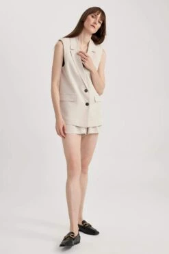 DeFacto Regular Fit Keten Karışımlı Blazer Yelek 14 DeFacto Regular Fit Keten Karışımlı Blazer Yelek -Tunik Style A4092AX 23SM BG106 04 02