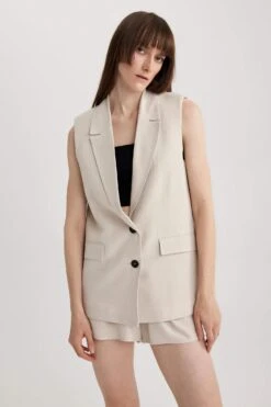 DeFacto Regular Fit Keten Karışımlı Blazer Yelek 15 DeFacto Regular Fit Keten Karışımlı Blazer Yelek -Tunik Style A4092AX 23SM BG106 05 02