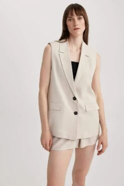 DeFacto Regular Fit Keten Karışımlı Blazer Yelek 16 DeFacto Regular Fit Keten Karışımlı Blazer Yelek -Tunik Style A4092AX 23SM BG106 06 02
