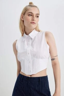 DeFacto Fitted Terry Cotton Kolsuz Gömlek -Tunik Style A4832AX 23SM WT61 05 02