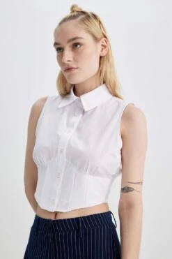 DeFacto Fitted Terry Cotton Kolsuz Gömlek -Tunik Style A4832AX 23SM WT61 07 02