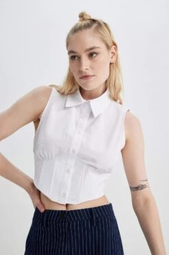 DeFacto Fitted Terry Cotton Kolsuz Gömlek -Tunik Style A4832AX 23SM WT61 08 02