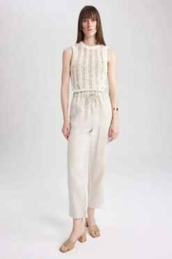 DeFacto Jogger Kısa Paça %100 Keten Pantolon