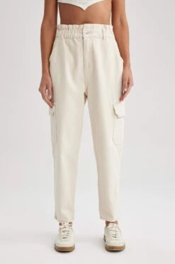 DeFacto Paperbag Kargo Jean Bilek Boy %100 Pamuk Pantolon -Tunik Style A5144AX 23HS WT1 05 01