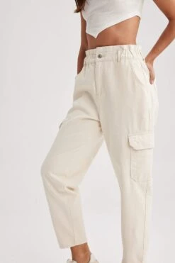 DeFacto Paperbag Kargo Jean Bilek Boy %100 Pamuk Pantolon -Tunik Style A5144AX 23HS WT1 06 01