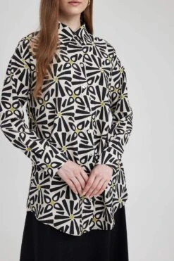 DeFacto Relax Fit Gömlek Yaka Baskılı Uzun Kollu Tunik -Tunik Style A5308AX 23HS BG757 04 01