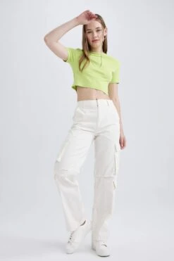 DeFacto Coool Straight Fit Kargo Gabardin %100 Pamuk Pantolon