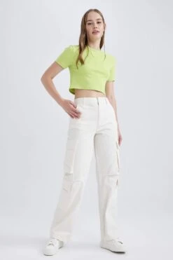 DeFacto Coool Straight Fit Kargo Gabardin %100 Pamuk Pantolon -Tunik Style A6265AX 23SM ER118 03 04