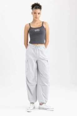 DeFacto Coool Paraşüt Poplin %100 Pamuk Pantolon -Tunik Style A6266AX 23SM GR496 05 01