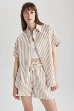 DeFacto Oversize Fit Kısa Kollu %100 Pamuk Gömlek -Tunik Style A6393AX 23SM ER105 04 04