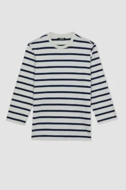 DeFacto Regular Fit Bisiklet Yaka Çizgili Uzun Kollu %100 Pamuk Tunik -Tunik Style A6453AX 23SM NV28 08 01