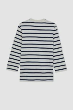 DeFacto Regular Fit Bisiklet Yaka Çizgili Uzun Kollu %100 Pamuk Tunik -Tunik Style A6453AX 23SM NV28 10 01