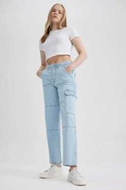 DeFacto Kargo Fit Jean Uzun %100 Pamuk Pantolon 12 DeFacto Kargo Fit Jean Uzun %100 Pamuk Pantolon -Tunik Style A6949AX 23HS NM39 03 01