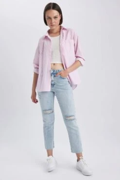 DeFacto Yırtık Detaylı Kesik Uç Paça Uzun Jean Pantolon -Tunik Style A7011AX 23HS NM39 03 02