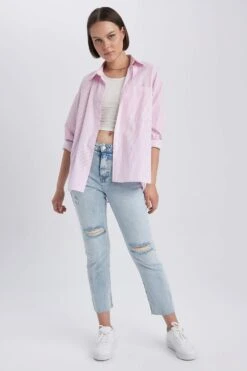 DeFacto Yırtık Detaylı Kesik Uç Paça Uzun Jean Pantolon -Tunik Style A7011AX 23HS NM39 04 01