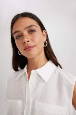 DeFacto Oversize Fit Premium Kolsuz Gömlek -Tunik Style A7436AX 23HS WT32 04 01