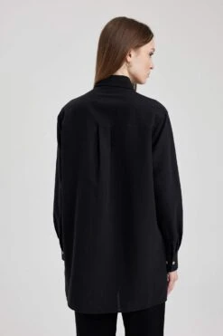 DeFacto Relax Fit Keten Karışımlı Uzun Kollu Tunik -Tunik Style A8118AX 23SM BK81 06 01