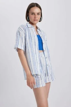 DeFacto Oversize Fit Baskılı Kısa Kollu Gömlek -Tunik Style A9133AX 23SM BE571 04 02