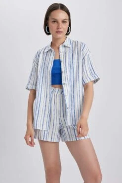DeFacto Oversize Fit Baskılı Kısa Kollu Gömlek -Tunik Style A9133AX 23SM BE571 06 02