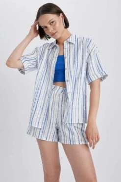 DeFacto Oversize Fit Baskılı Kısa Kollu Gömlek -Tunik Style A9133AX 23SM BE571 07 02