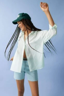 DeFacto Oversize Fit Baskılı Vual Uzun Kollu %100 Pamuk Gömlek