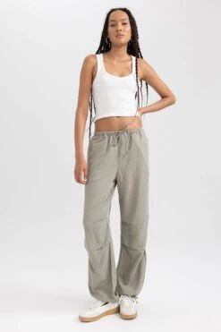 DeFacto Paraşüt Standart Keten Karışımlı Pantolon