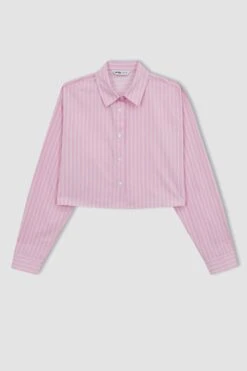 DeFacto Regular Fit Gömlek Yaka Uzun Kollu %100 Pamuk Gömlek -Tunik Style B1134AX 23AU PN205 07 02