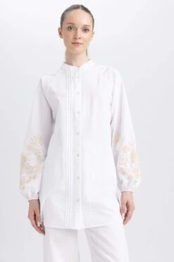 DeFacto Relax Fit Baskılı Poplin Uzun Kollu Tunik -Tunik Style B1542AX 23HS WT34 03 01