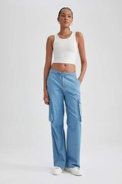 DeFacto Straight Fit Kargo Uzun Jean Pantolon -Tunik Style B1895AX 23HS NM28 03 01