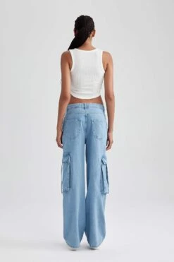 DeFacto Geniş Paça Kargo Cepli Uzun Jean Pantolon -Tunik Style B1896AX 23HS NM39 08 01