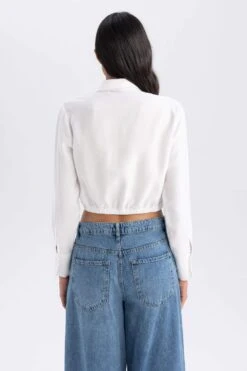 DeFacto Crop Gömlek Yaka Tensel Uzun Kollu Gömlek -Tunik Style B1914AX 23AU WT34 06 01