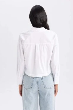DeFacto Crop Gömlek Yaka Poplin Uzun Kollu Gömlek -Tunik Style B2364AX 23AU WT34 06 01