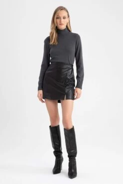 DeFacto Basic Balıkçı Yaka Kaşmir Dokulu Ekstra Yumuşak Relax Fit Triko Kazak -Tunik Style H1651AZ 22WN AR141 04 03