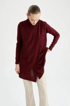 DeFacto Regular Fit Basic Boğazlı Yaka Triko Tunik