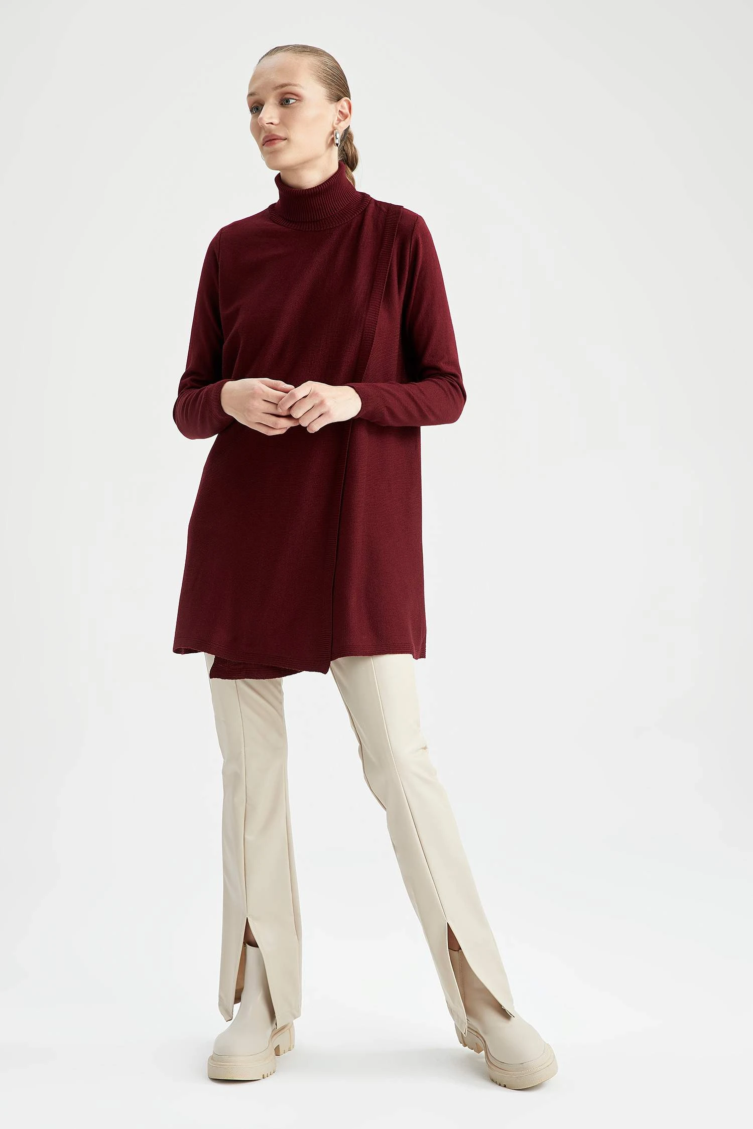 DeFacto Regular Fit Basic Boğazlı Yaka Triko Tunik 4 DeFacto Regular Fit Basic Boğazlı Yaka Triko Tunik – Bild 2