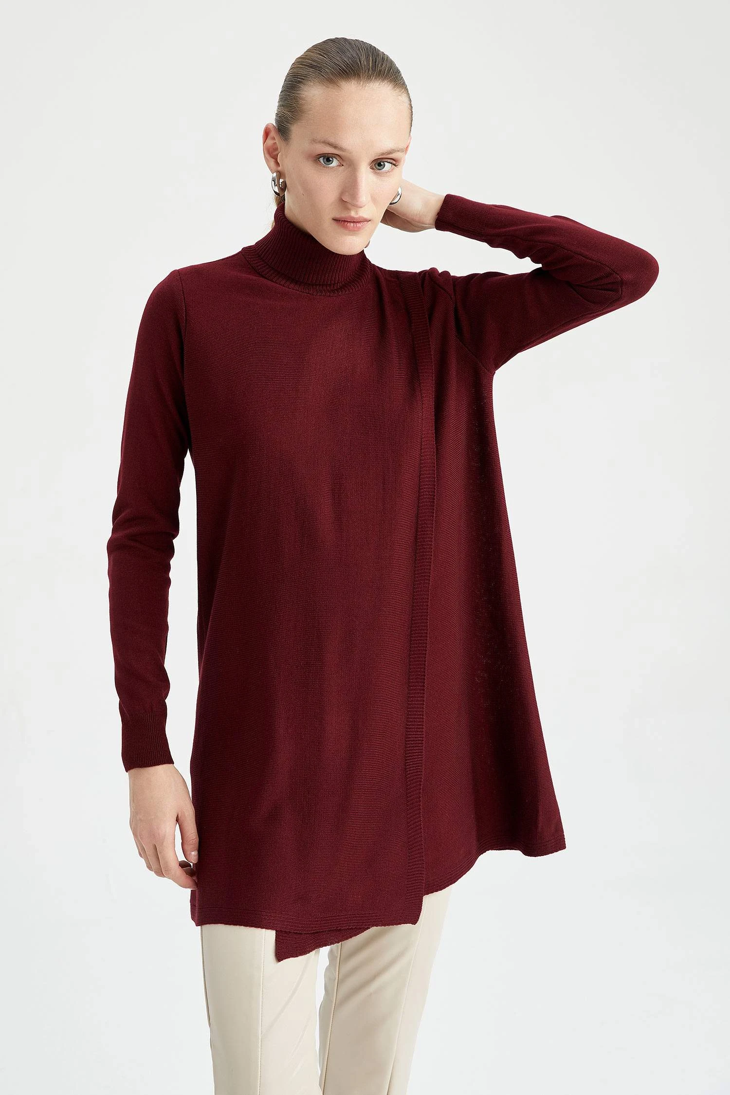 DeFacto Regular Fit Basic Boğazlı Yaka Triko Tunik 5 DeFacto Regular Fit Basic Boğazlı Yaka Triko Tunik – Bild 3