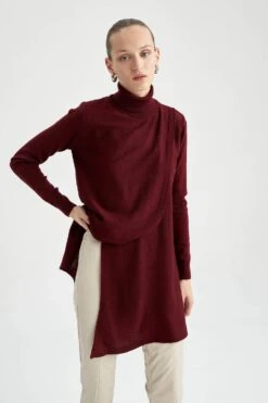 DeFacto Regular Fit Basic Boğazlı Yaka Triko Tunik 15 DeFacto Regular Fit Basic Boğazlı Yaka Triko Tunik -Tunik Style H6022AZ 22WN BR150 04 03