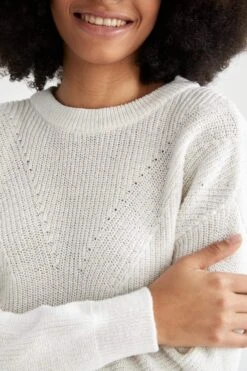 DeFacto Regular Fit Basic Uzun Kollu Geri Dönüşümlü Selanik Örgülü Triko Kazak -Tunik Style H6905AZ 22AU ER105 04 01