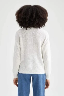 DeFacto Regular Fit Basic Uzun Kollu Geri Dönüşümlü Selanik Örgülü Triko Kazak -Tunik Style H6905AZ 22AU ER105 05 01