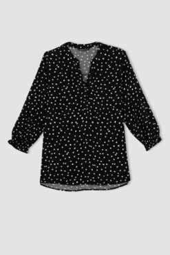 DeFacto Traditional Regular Fit Hakim Yaka Desenli Gömlek -Tunik Style I3708AZ 23SP BK81 07 02