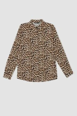 DeFacto Regular Fit Leopar Desenli Uzun Kollu Gömlek -Tunik Style I8266AZ 22AU BG350 05 01
