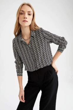 DeFacto Regular Fit Uzun Kollu Gömlek -Tunik Style I8266AZ 23SP BK42 03 02