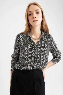 DeFacto Regular Fit Uzun Kollu Gömlek -Tunik Style I8266AZ 23SP BK42 05 02