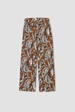 DeFacto Traditional Desenli Yüksek Bel Geniş Paça Cepli Viskon Pantolon -Tunik Style J8739AZ 23SM OG344 08 01